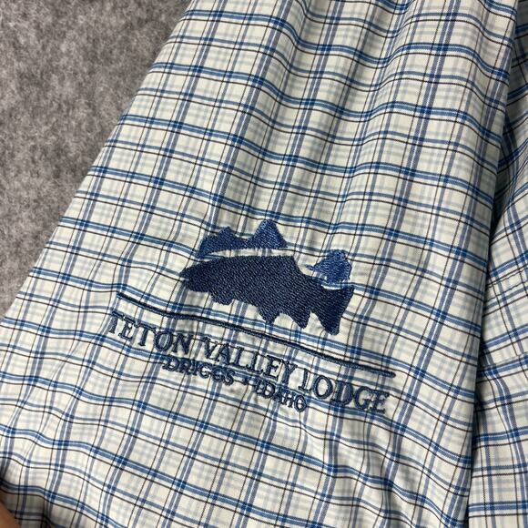 Simms Fishing Shirt Mens XXL 2XL Plaid Button Up Pockets Nylon Outdoor Logo - Picture 16 of 16